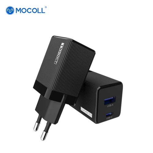 Сетевое зарядное устройство MOCOLL 30W Fast Charge Type-C/Type-A Black