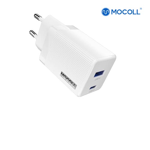 Сетевое зарядное устройство MOCOLL 30W Fast Charge Type-C/Type-A White